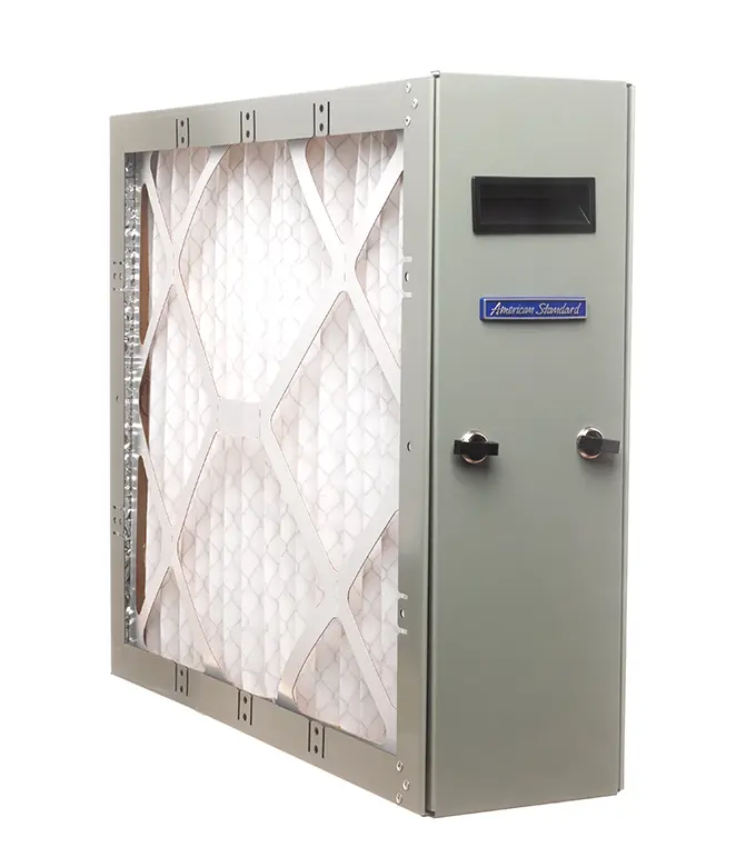 American Standard Media Filter Cabinet | HVAC Air Quality Lexington KY American Standard media filter cabinet with high-efficiency air filter designed for improved indoor air quality and HVAC protection.